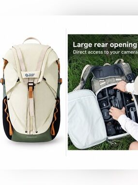 VSGO Pocket Ranger Rucksack 25L V-PR02 -Expandable Camera + Insert Beige Green